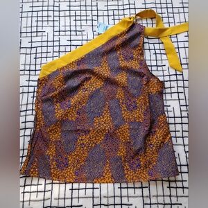 OFF BRAND Yellow and Purple One-Shoulder Top Size Small